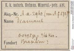 Etiketten zu Diamant (NHMW-MIN-Aa2960)